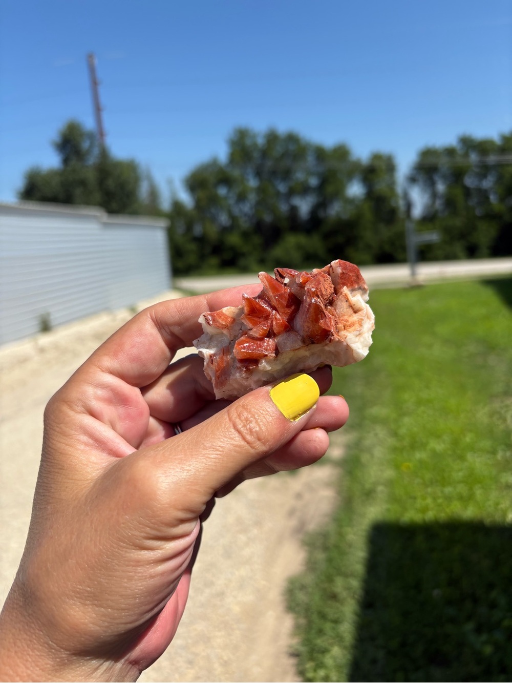 Source Unknown ~ Red-Orange Calcite Hematite Inclusion Rock Specimen